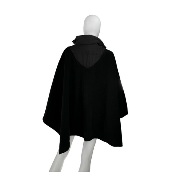 TUCKERNUCK Black High Neck Collared Poncho One Size Lagenlook Classic Minimalist - Picture 4 of 5